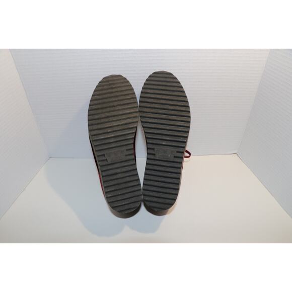 Quiz Size 7.5 Burgundy Velvet Wedge Platform Lace Up Red Shoes - Picture 6 of 10